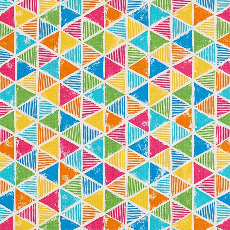 Tecido para decoração Meio linho Panamá Triângulos coloridos – branco,  image number 1
