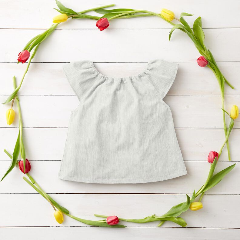 Musselina/ Tecido plissado duplo Jacquard Flores – branco sujo,  image number 7