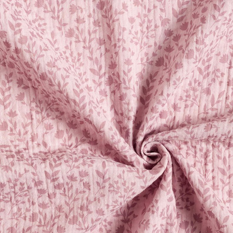 Musselina/ Tecido plissado duplo Gavinha floral bicolor – rosa-velho claro,  image number 3