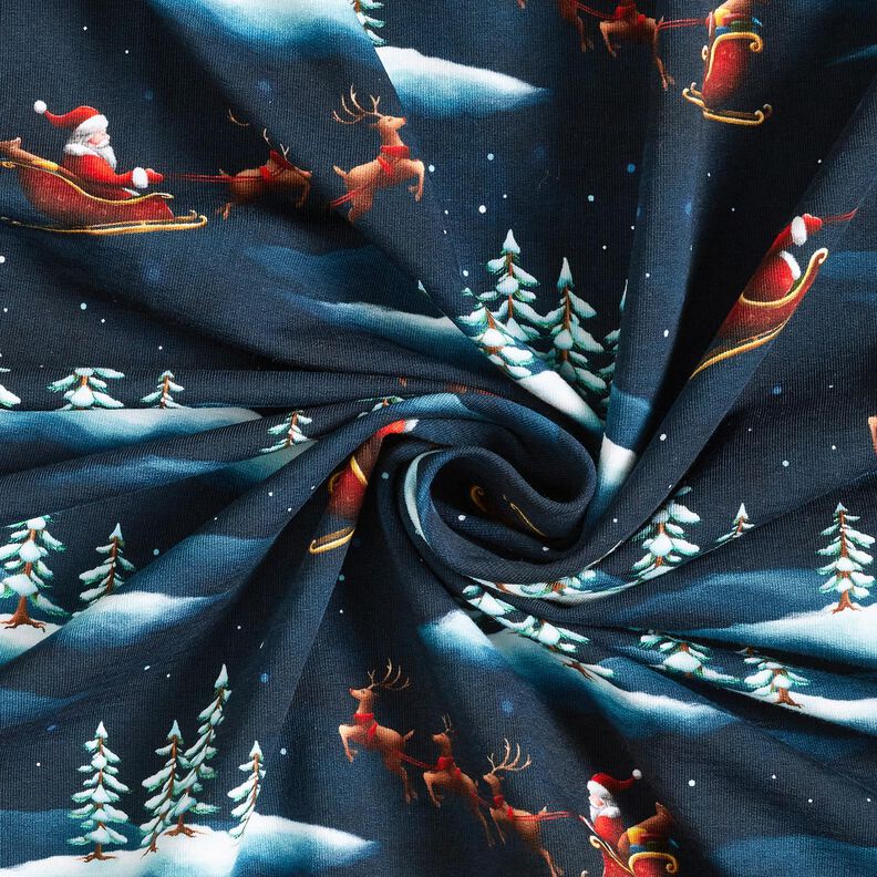 French Terry Sweat de verão O Pai Natal está a chegar | Glitzerpüppi – azul-noite/cor de malagueta,  image number 3