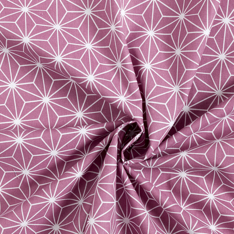 Tecido de algodão Cretone Estrelas japonesas Asanoha – uva,  image number 3