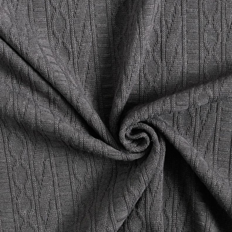 Jacquard Jersey Mistura de algodão Riscas ornamentadas – cinzento escuro,  image number 3