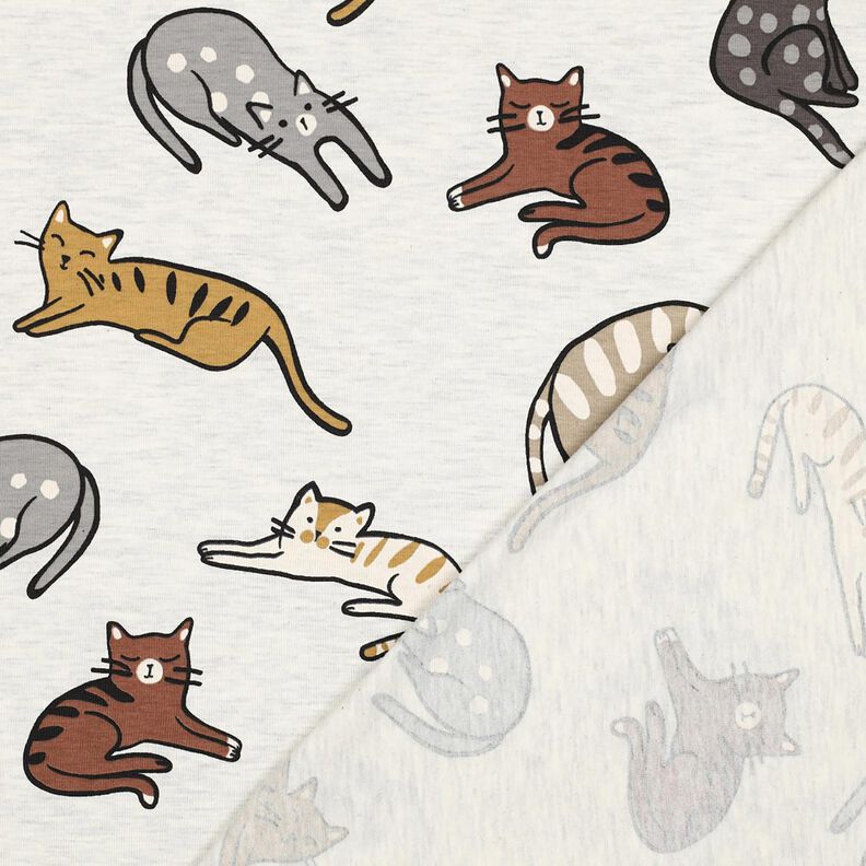 Jersey de algod&atilde;o Gatos | Poppy Fabrics &ndash; natural/castanho,  image number 4