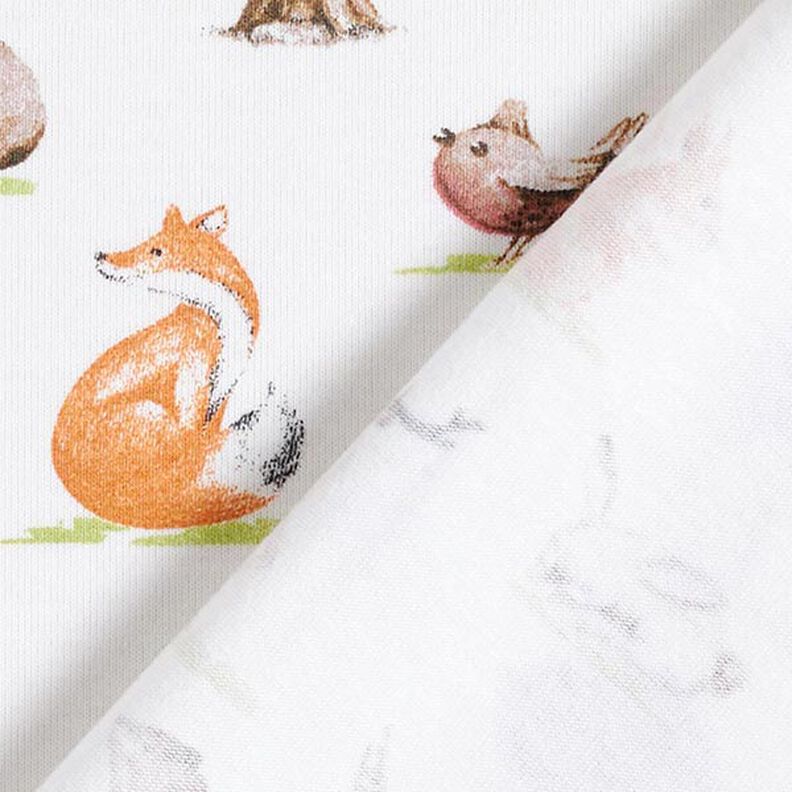 Jersey de algodão orgânico Animais da floresta em aguarela – branco sujo,  image number 4