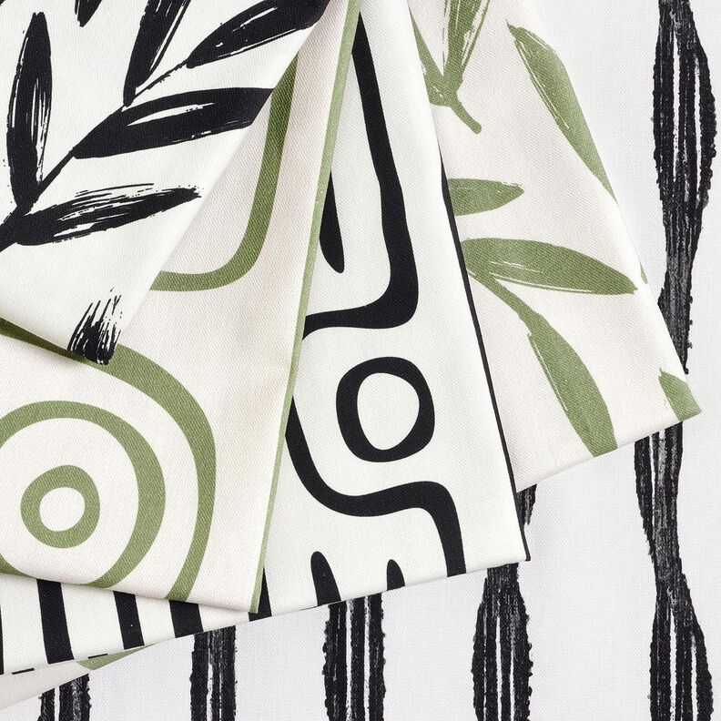 Tecido para decora&ccedil;&atilde;o Meio linho Panam&aacute; Folhas minimalistas &ndash; preto/marfim,  image number 5