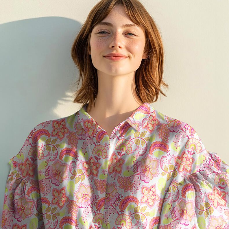 Algodão Voile Stella | Nerida Hansen – branco/cor de coral,  image number 6