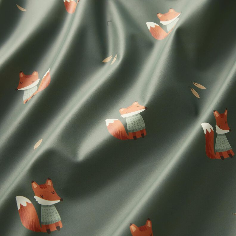 Tecido para impermeáveis Raposa Impressão Digital – verde amarelado,  image number 3