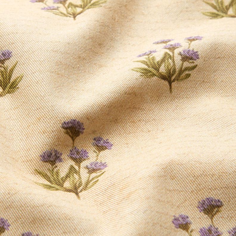 Tecido para decoração Sarja de algodão Flores e inscrição  – bege,  image number 2