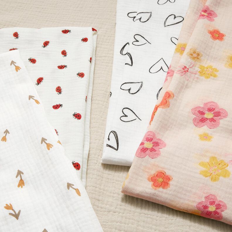 Musselina/ Tecido plissado duplo Flores grandes Impressão Digital – rosé,  image number 5