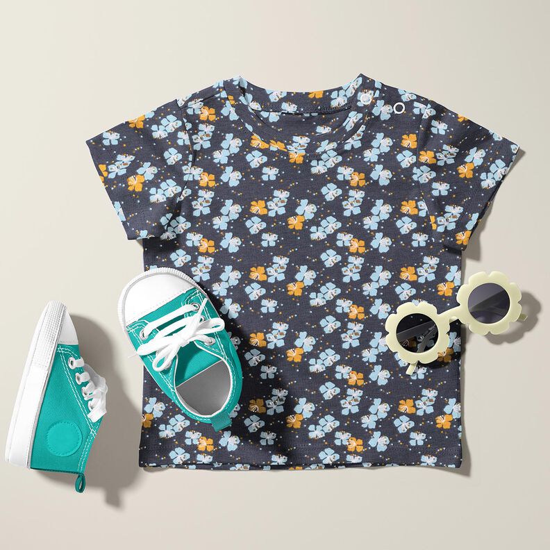 Jersey de algodão Florzinhas engraçadas – preto azulado,  image number 5