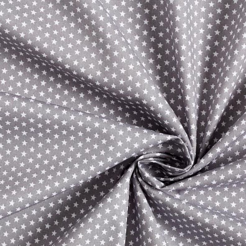 Popelina de algodão estrelas pequenas – cinzento/branco,  image number 5