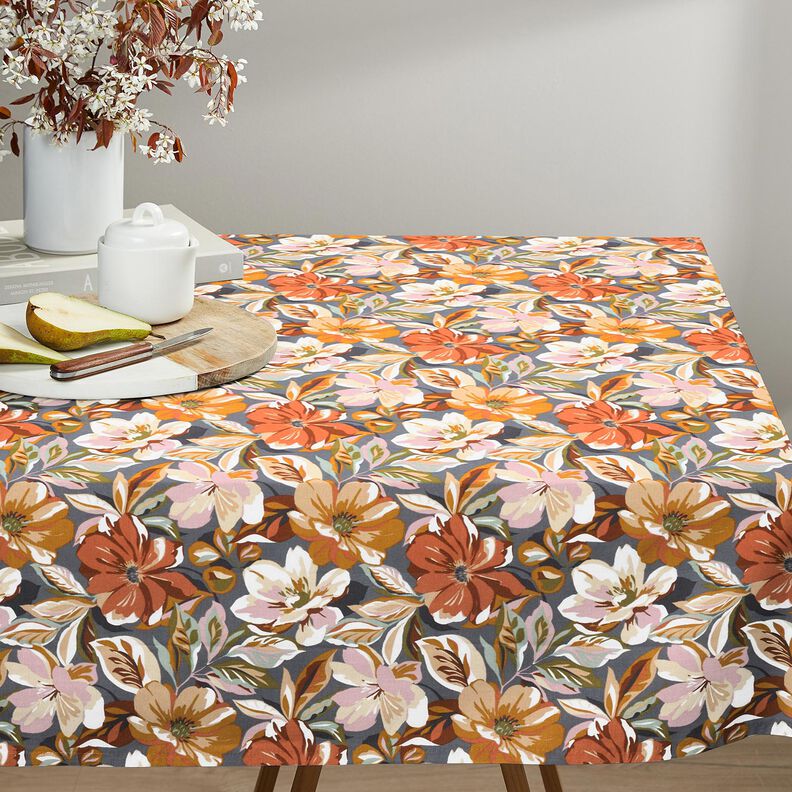 Algod&atilde;o revestido Flores elegantes &ndash; cinza ard&oacute;sia/ros&eacute;,  image number 6