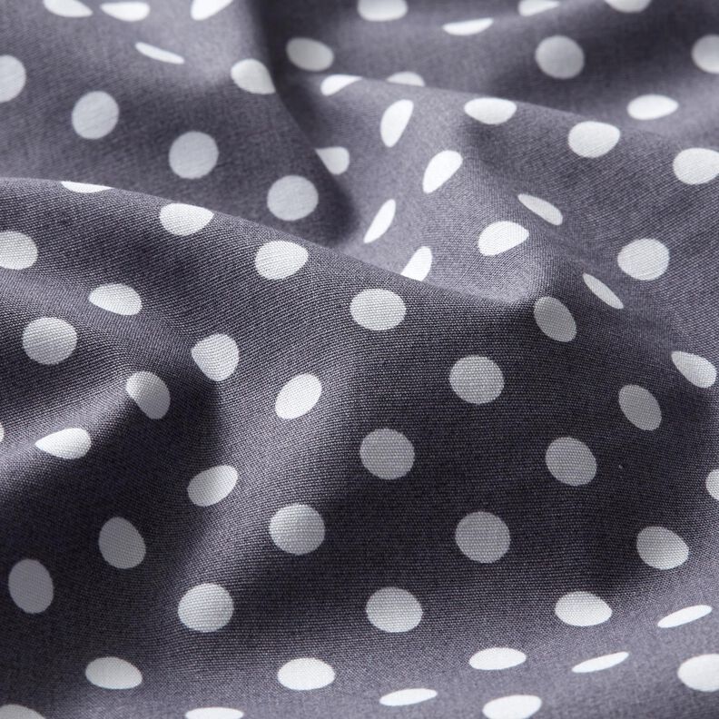 Popelina de algodão Polka Dots – cinza ardósia/branco,  image number 2
