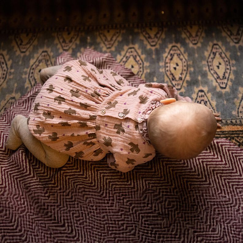 GOTS Musselina/ Tecido plissado duplo Pássaros e corações | Poppy Fabrics – rosa embaçado,  image number 8