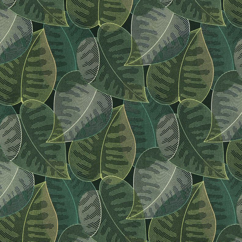 Tecido para decoração Sarja de algodão Folhas minimalistas – verde escuro,  image number 1