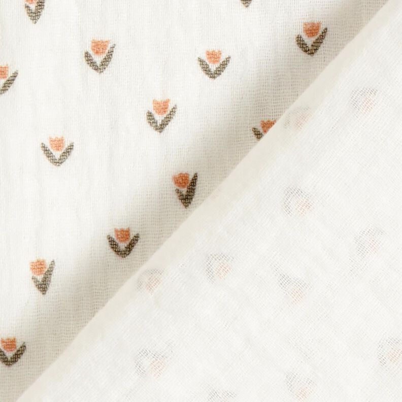 Musselina/ Tecido plissado duplo Mini tulipas Impressão Digital – branco,  image number 4