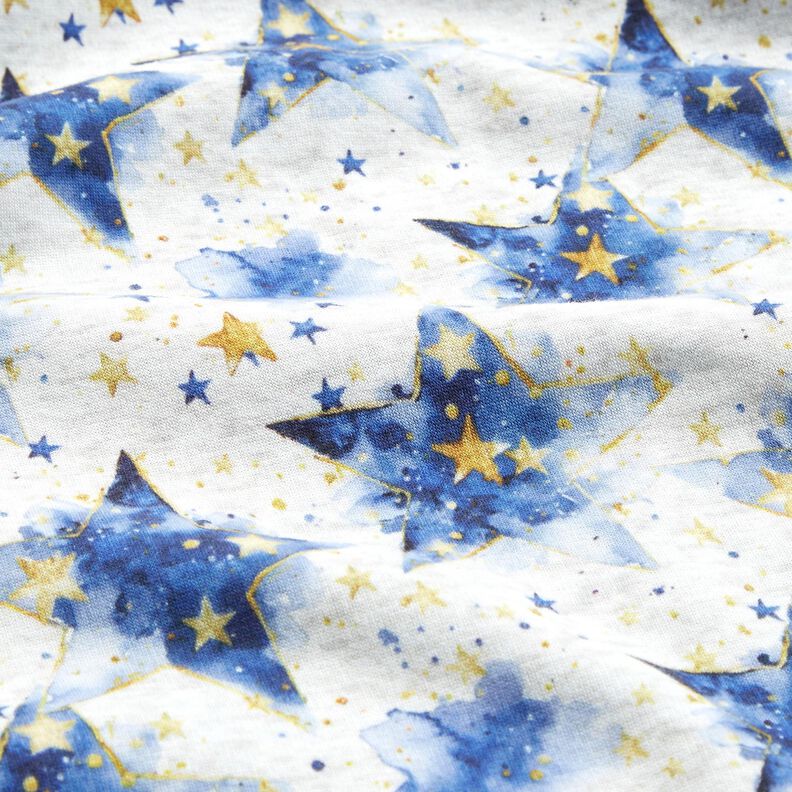 Tecido polar alpino Estrelas em aguarela – natural/índigo,  image number 2