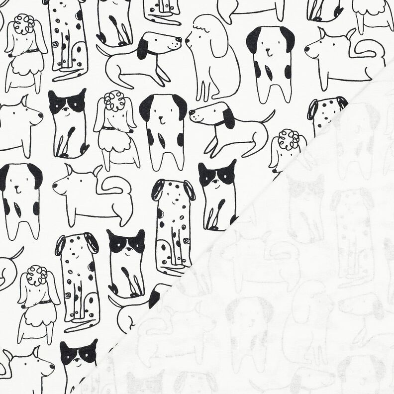 Flanela de algodão Cães | Poppy Fabrics – branco/preto,  image number 4