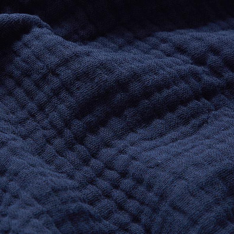 GOTS Musselina de algodão de três camadas – azul-noite,  image number 3