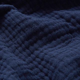 GOTS Musselina de algodão de três camadas – azul-noite, 