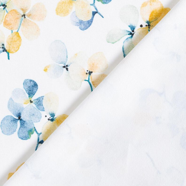 Jersey de algodão Flores em aguarela Impressão Digital – marfim/azul claro,  image number 4