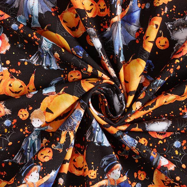 Jersey de algodão Halloween Impressão Digital – preto,  image number 3