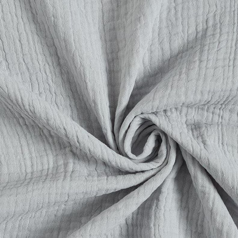 GOTS Musselina de algodão de três camadas – cinzento claro,  image number 1