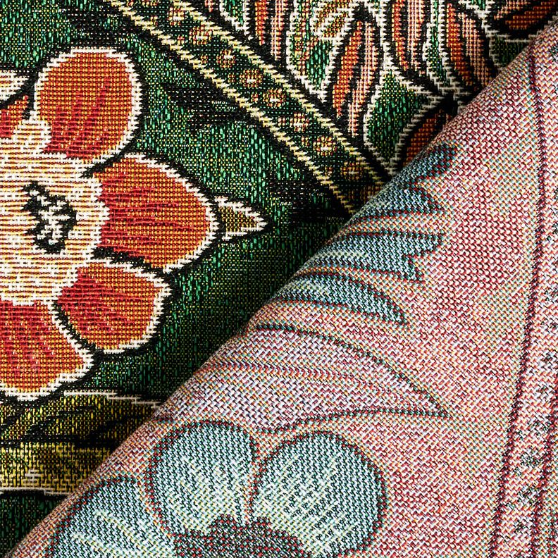 Tecido para decoração Gobelina Ornamentos florais – verde/laranja-claro,  image number 4