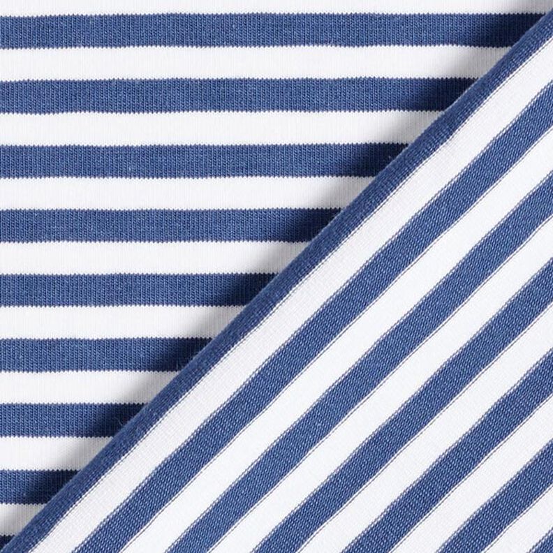 Jersey de algodão Riscas estreitas – azul ganga/branco,  image number 5