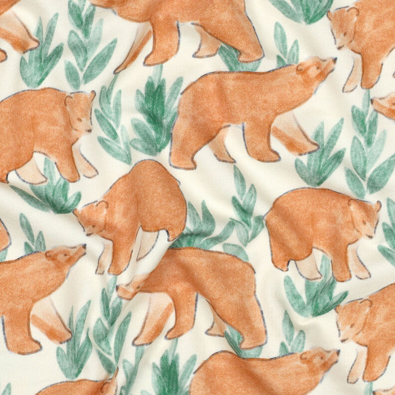 French Terry Sweat de verão Ursos em aguarela Impressão Digital | Poppy Fabrics – branco sujo,  image number 2