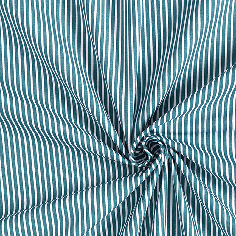 Popelina de algodão Riscas – azul petróleo/branco,  image number 3