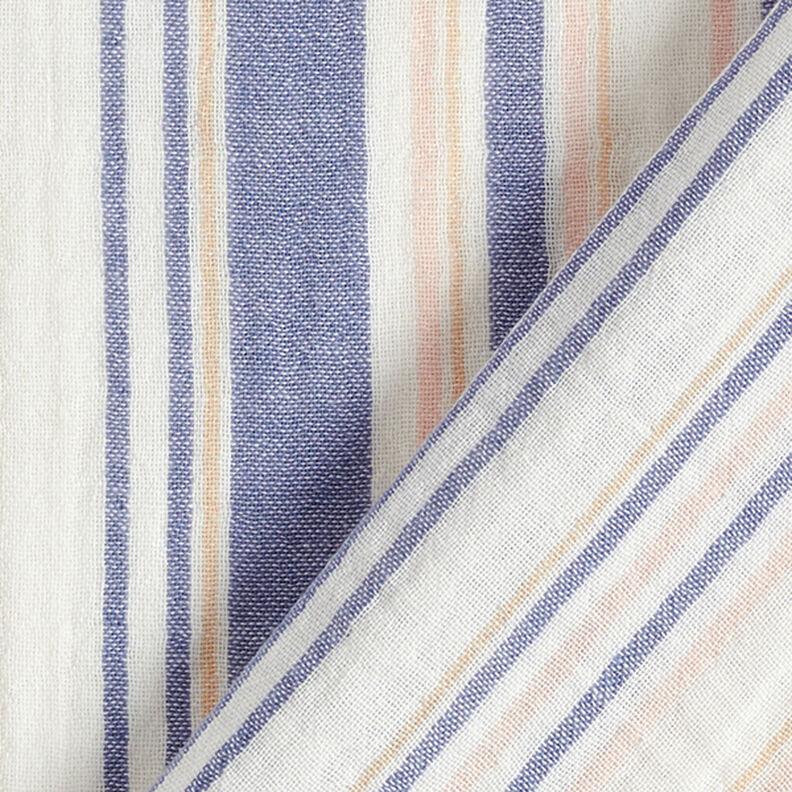 Musselina/ Tecido plissado duplo Riscas de fios tingidos | Poppy – branco/azul-marinho,  image number 4