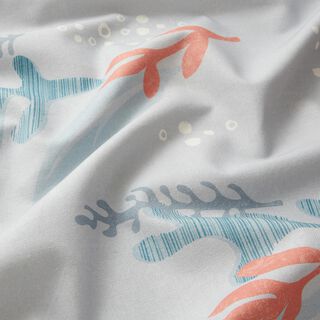 Tecido para decoração Meio linho Panamá Corais – azul prateado/rosa embaçado, 