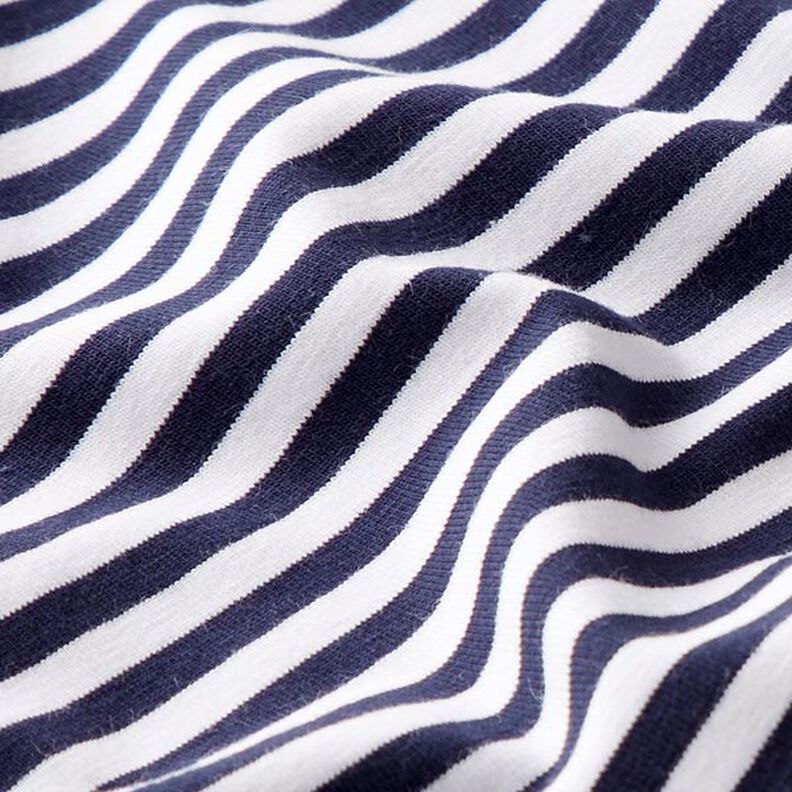 Jersey de algodão Riscas estreitas – azul-marinho/branco,  image number 2