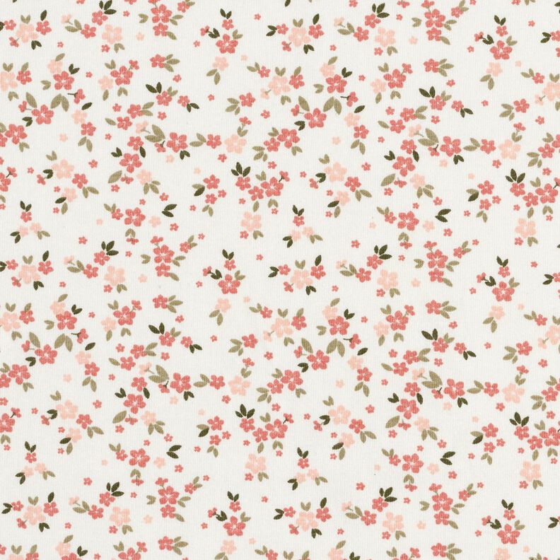 Jersey de algodão Flores rosa – marfim,  image number 1