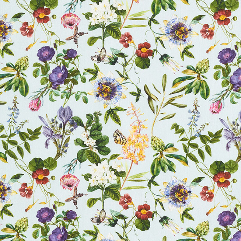 Popelina Tecido de algodão Esplendor de flores – azul claro,  image number 1