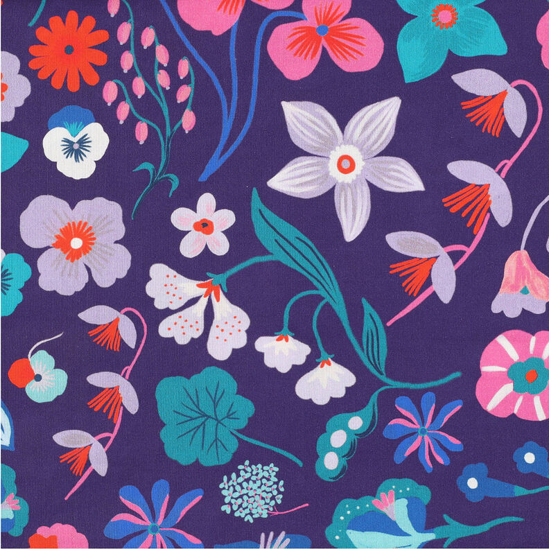 Popelina de algodão Meadow Flower Impressão Digital | Nerida Hansen – ameixa/azul marinho,  image number 1