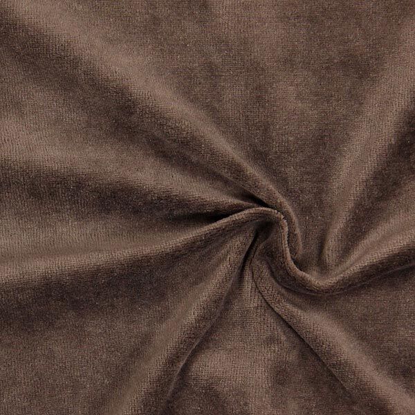 Tecido aveludado Nicki Liso – castanho escuro,  image number 1