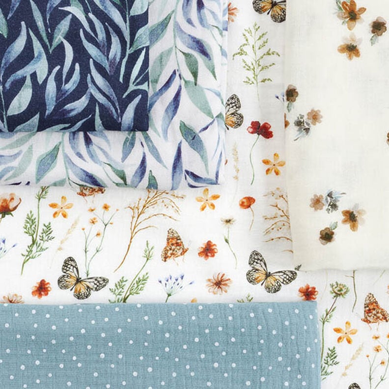 Musselina/ Tecido plissado duplo Pintinhas – azul-pomba,  image number 5