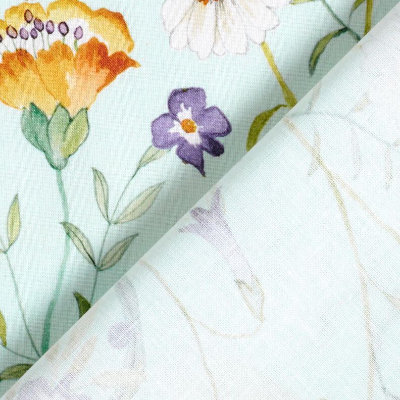 Tecido de algodão Popelina Flores silvestres – menta clara/lavanda,  image number 4