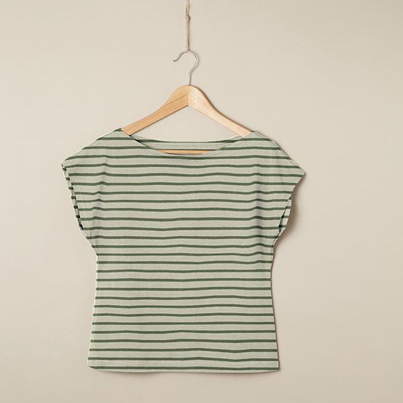 Jersey de algodão Riscas estreitas e largas – verde amarelado/verde-pinheiro,  image number 6