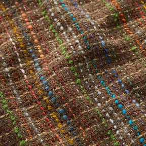 Bouclé Mistura de pura lã Riscas coloridas e Lurex – castanho médio | Retalho 60cm, 