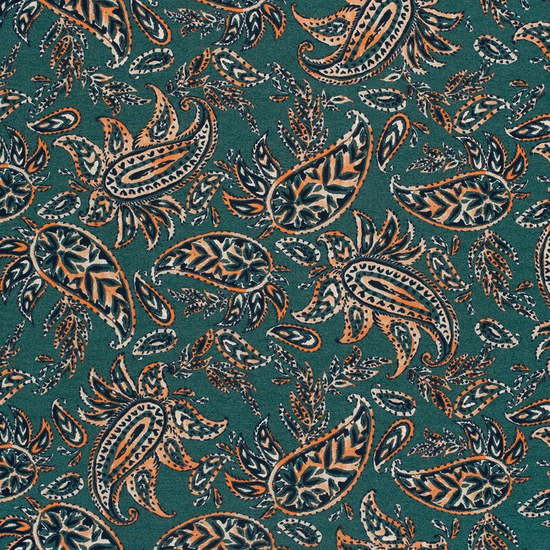 Jersey Romanit Paisley – pinheiro azul/laranja-pêssego,  image number 1