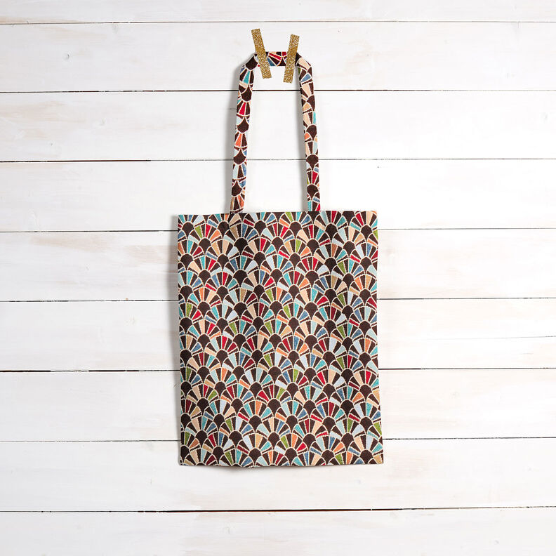 Tecido para decoração Gobelina Leques Retro – preto/carmin,  image number 7