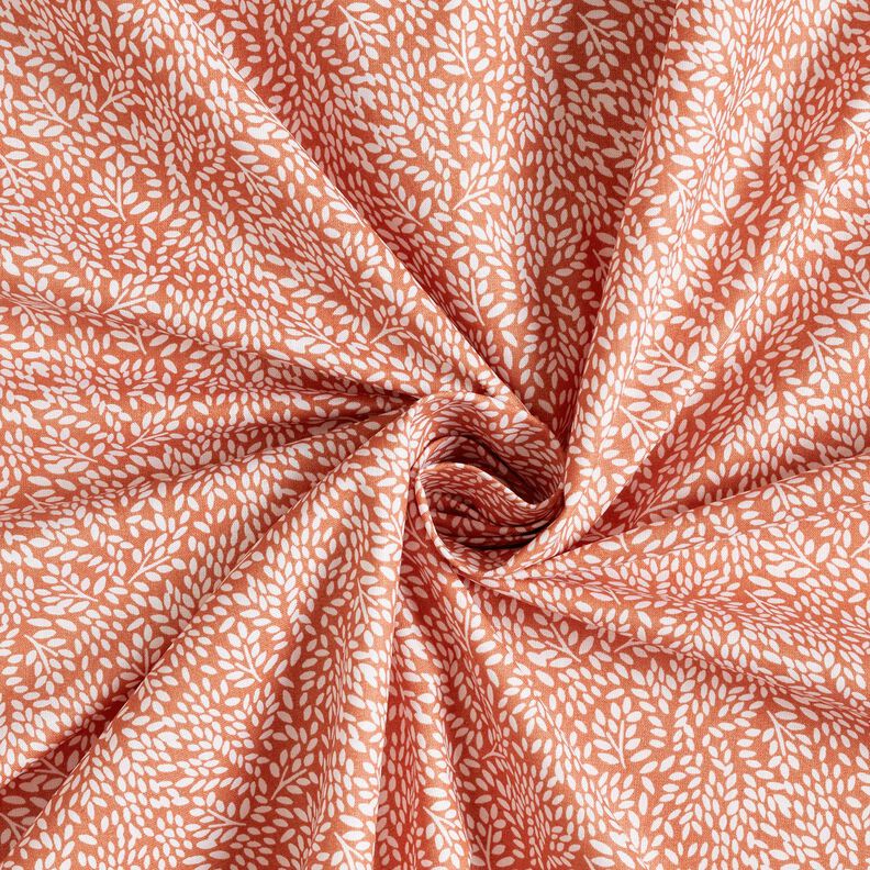 Tecido de algodão Cretone Mini folhas – lagosta/branco,  image number 3