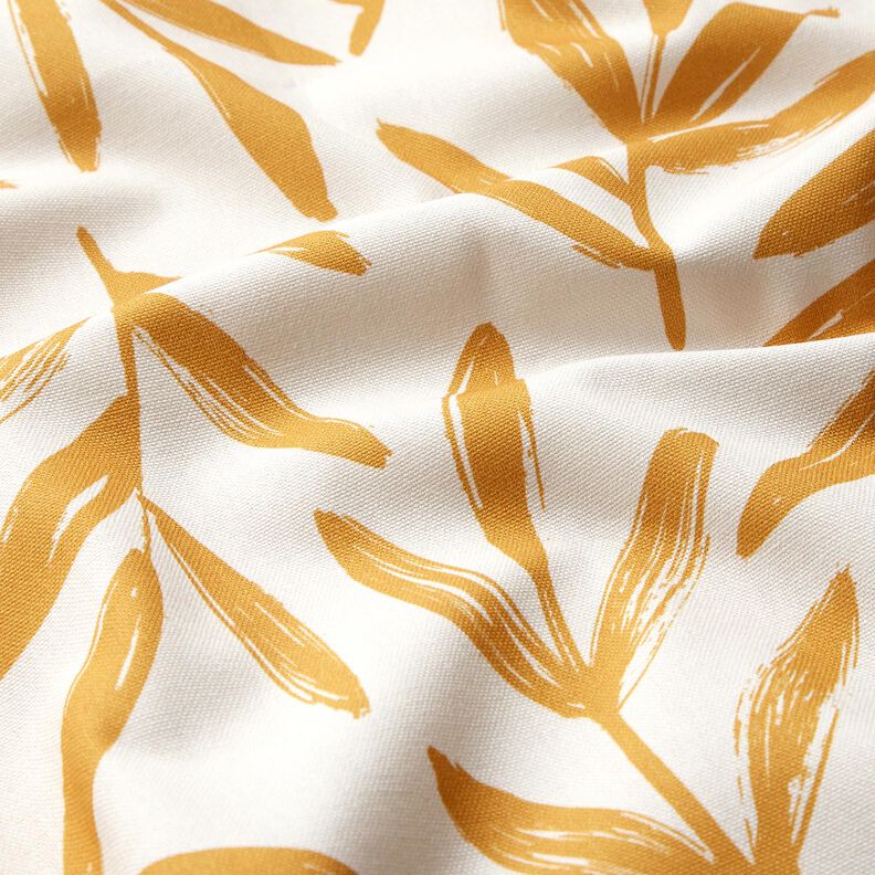 Tecido para decora&ccedil;&atilde;o Meio linho Panam&aacute; Folhas minimalistas &ndash; mostarda/natural,  image number 2