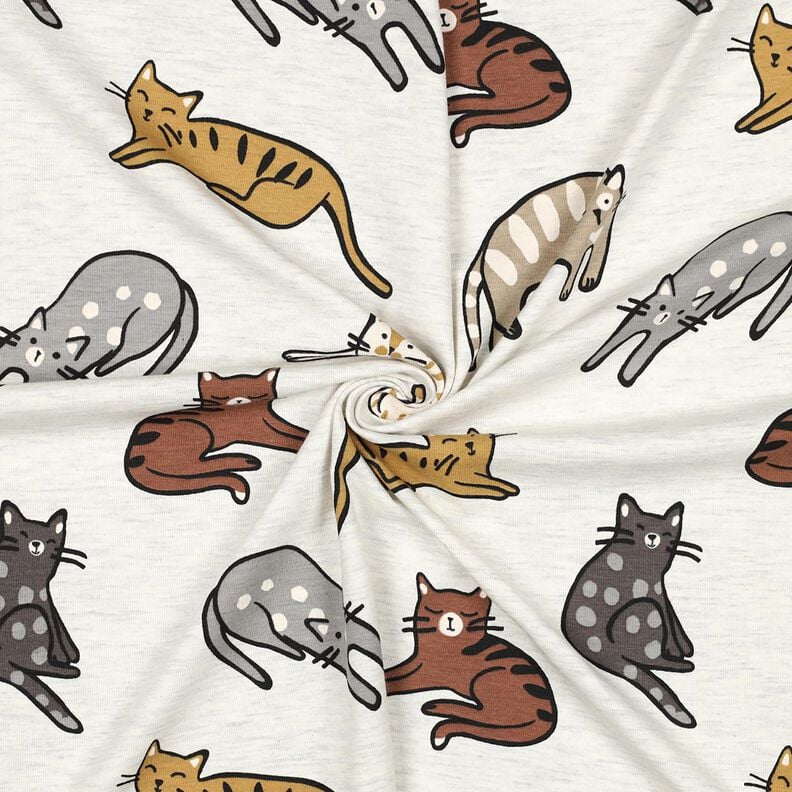 Jersey de algod&atilde;o Gatos | Poppy Fabrics &ndash; natural/castanho,  image number 3