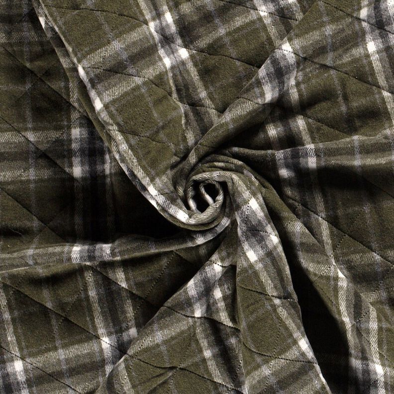 Tecido acolchoado axadrezado – oliva escura/pedra cinzento,  image number 3