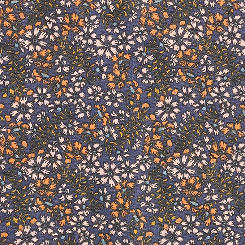 Tecido de algodão Cretone Flores dispersas e ramos – azul-marinho,  image number 1