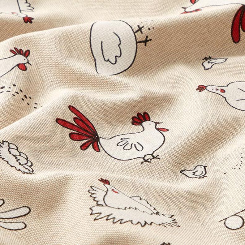 Tecido para decoração Meio linho Panamá galinhas – natural,  image number 2